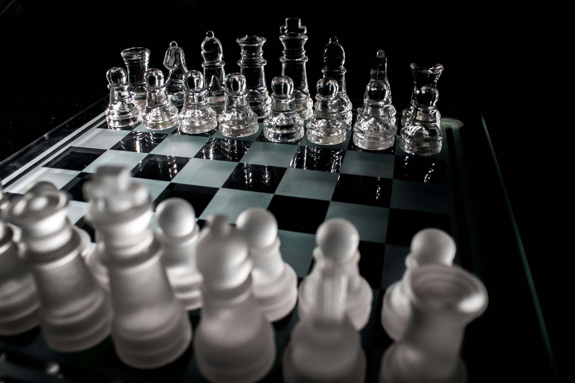 glass chess board set